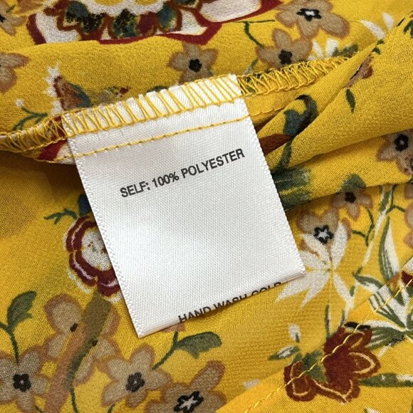 Rose & Olive Top Womens M Yellow Floral Smocked Peasant Blouse Tunic Boho Hippie - Picture 9 of 9